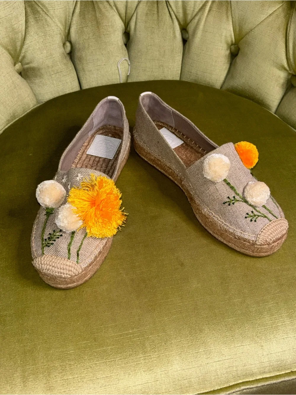 NIB Tory Burch Lily Platform Espadrille, Linen/Embroidery Natural $228